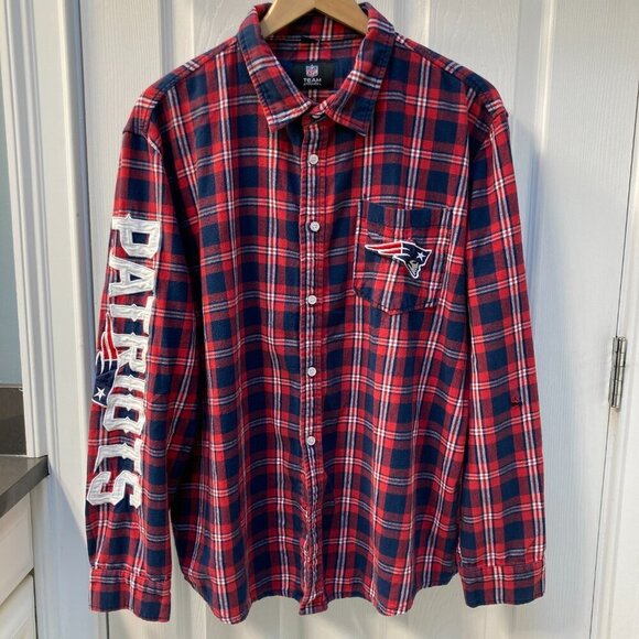 New England Patriots Great Design Logos Rough & Tough Flannel Shirt Size Large - Picture 9 of 9